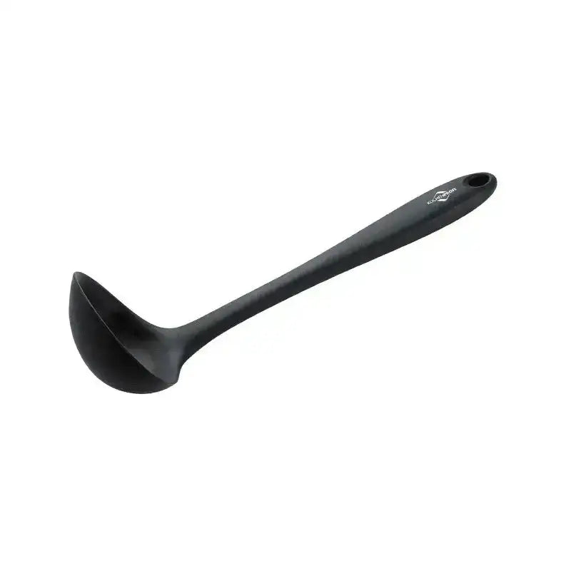 Black ladle on a white background