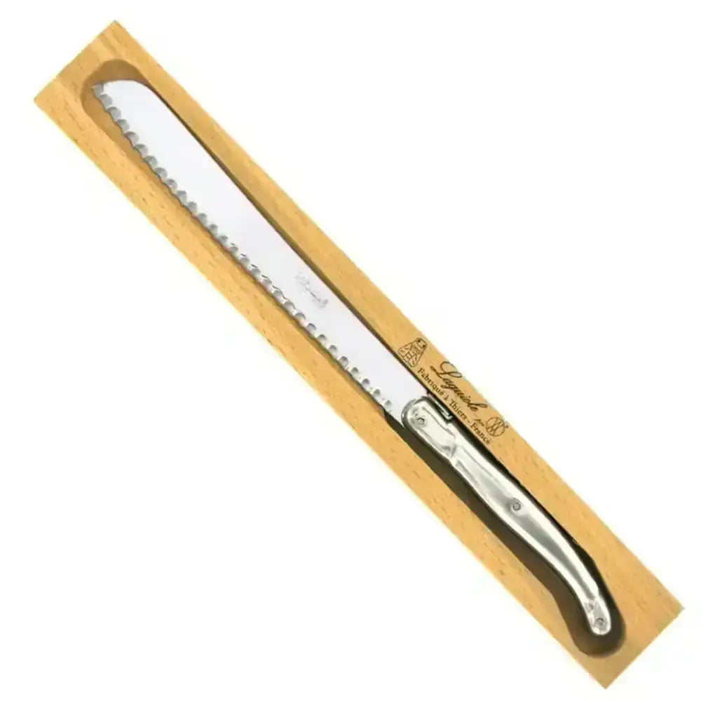 Knife with wooden handle and sheath on a white background