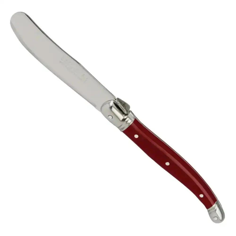Knife with a red handle on a white background