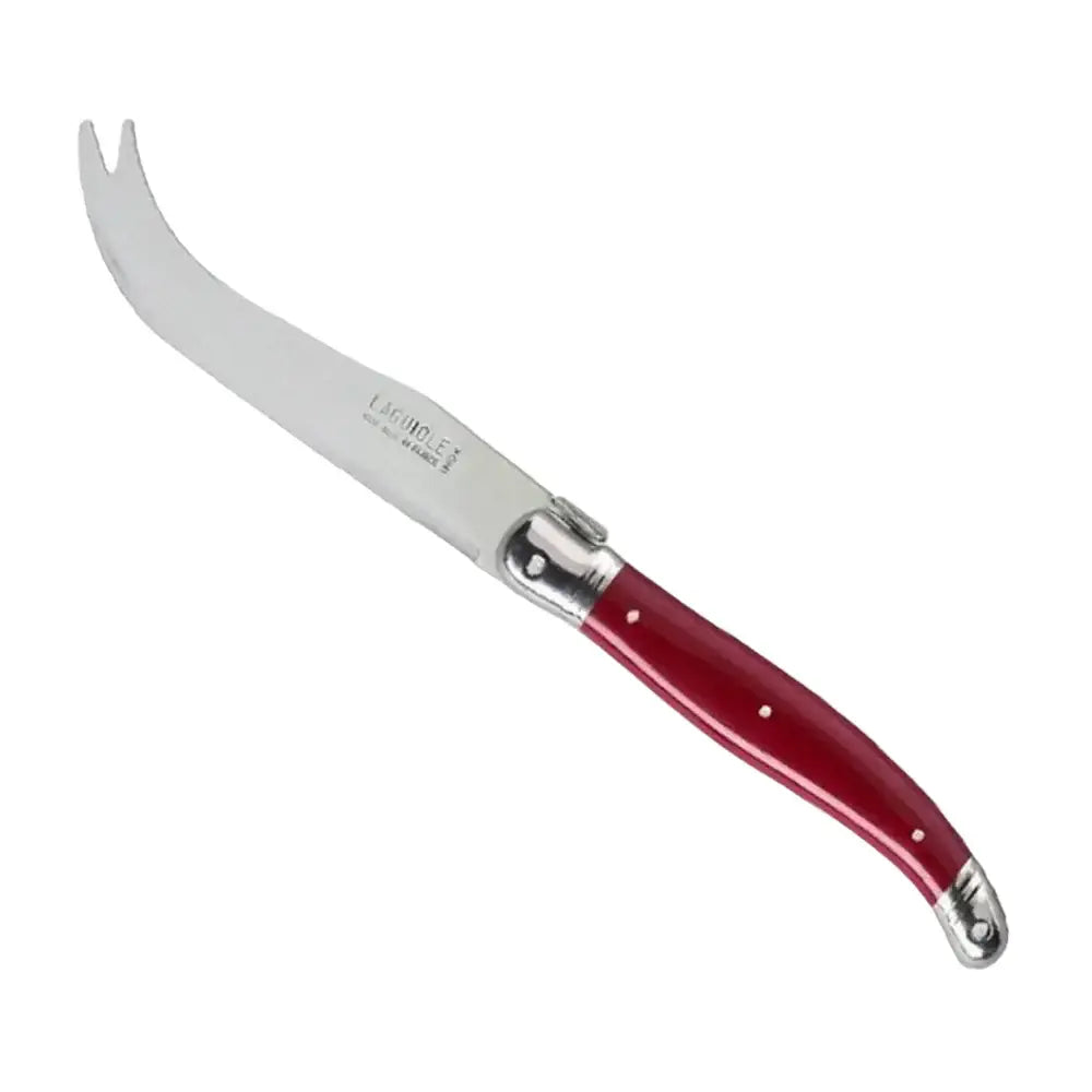 Cheese knife with red handle on a white background