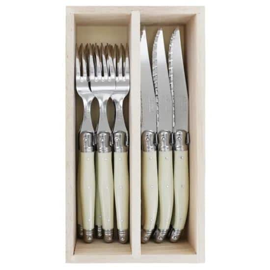 Laguiole by Andre Verdier Ivory Steak Knife & Fork Set 12pc