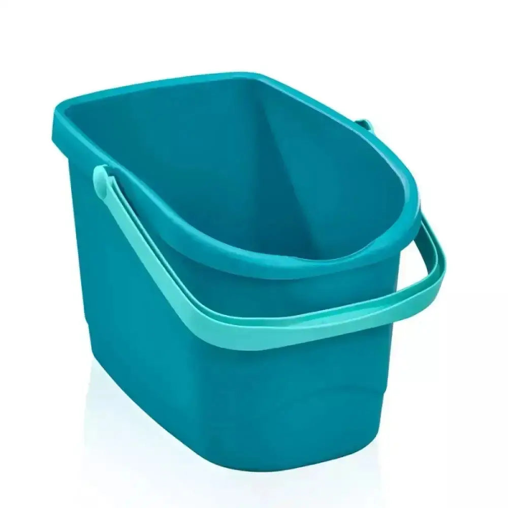 Teal plastic bucket on a white background