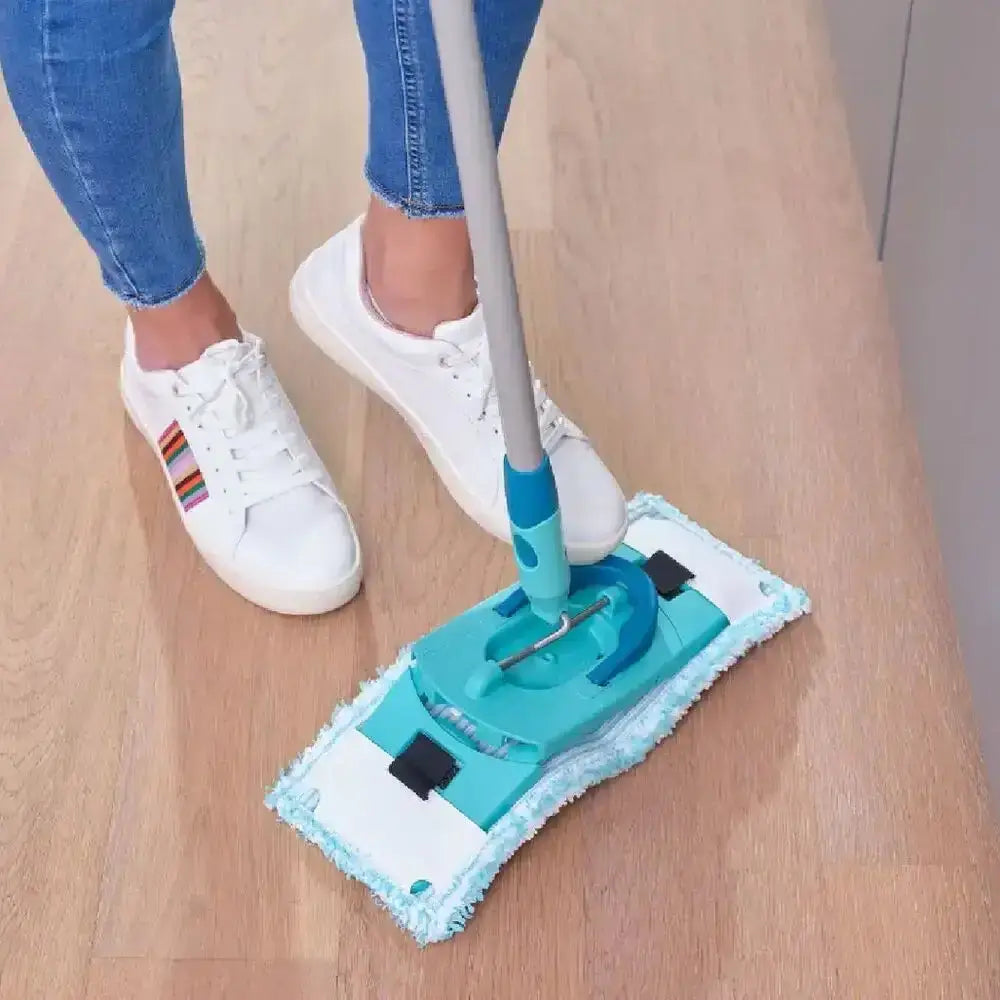 Leifheit clean twist xsoft medium wiper cover teal and white microfiber mop head with sleek ergonomic handle