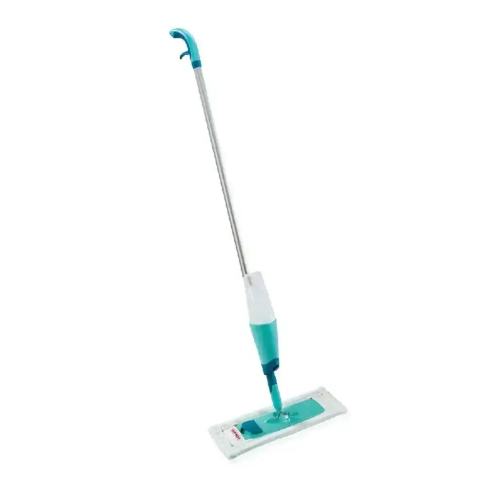Turquoise and white cleaning mop on a white background