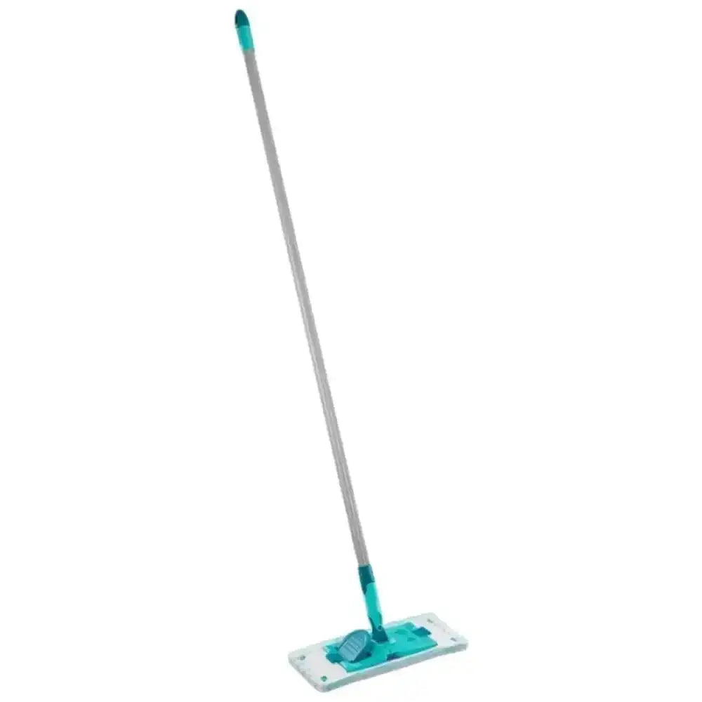 Mop with a flat cleaning pad on a white background