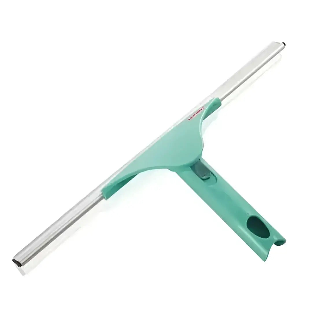 Green window squeegee on a white background
