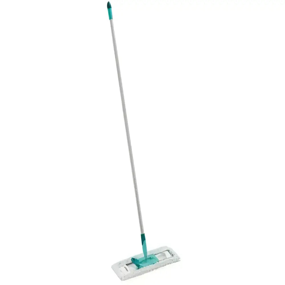 Mop with a white handle and green accents on a white background