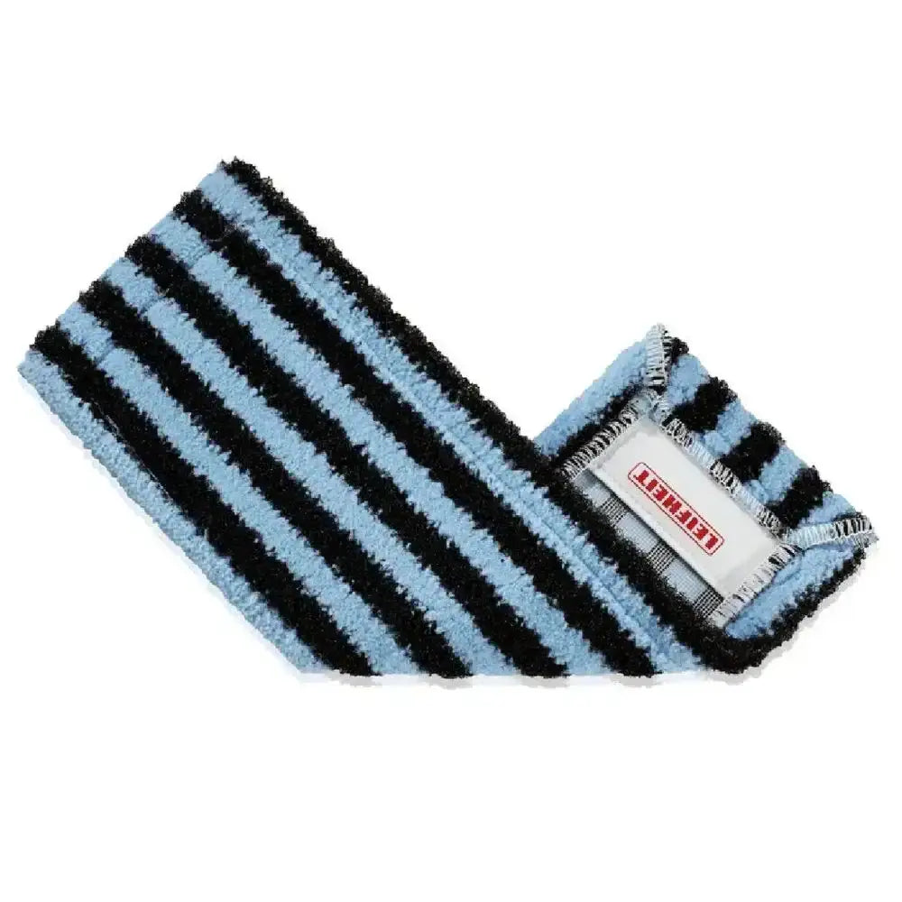 Blue and black striped product with a visible brand label on a white background