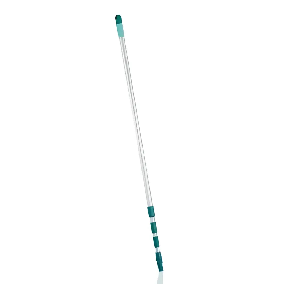 Telescopic cleaning rod with green and white design on a white background