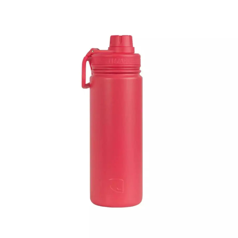 Grapefruit coloured water bottle with a white background