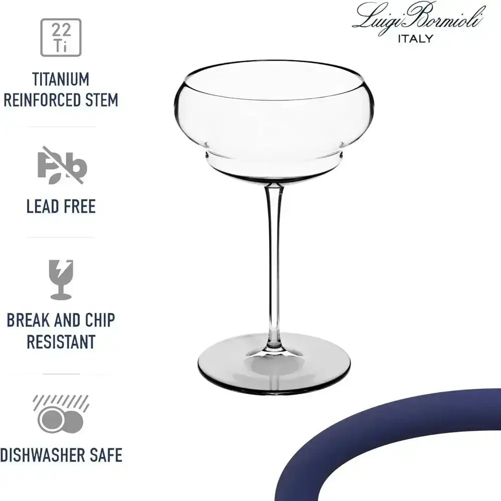 Clear glass with Luigi Bormioli branding on a white background