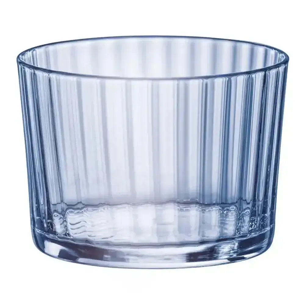 Clear glass with vertical stripes on a white background
