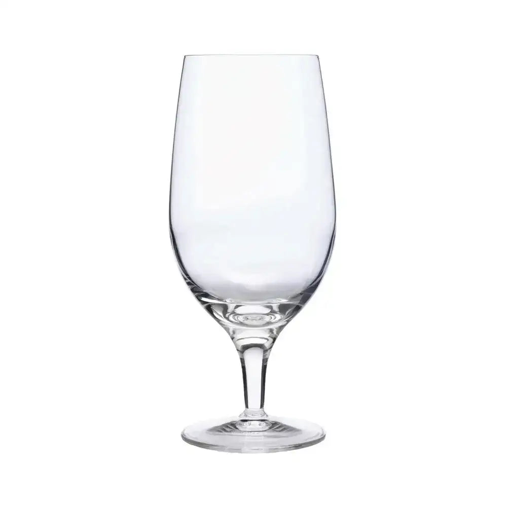 Clear wine glass on a white background
