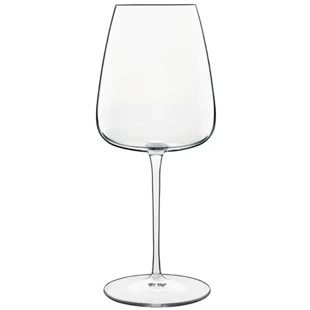 Clear wine glass on a white background