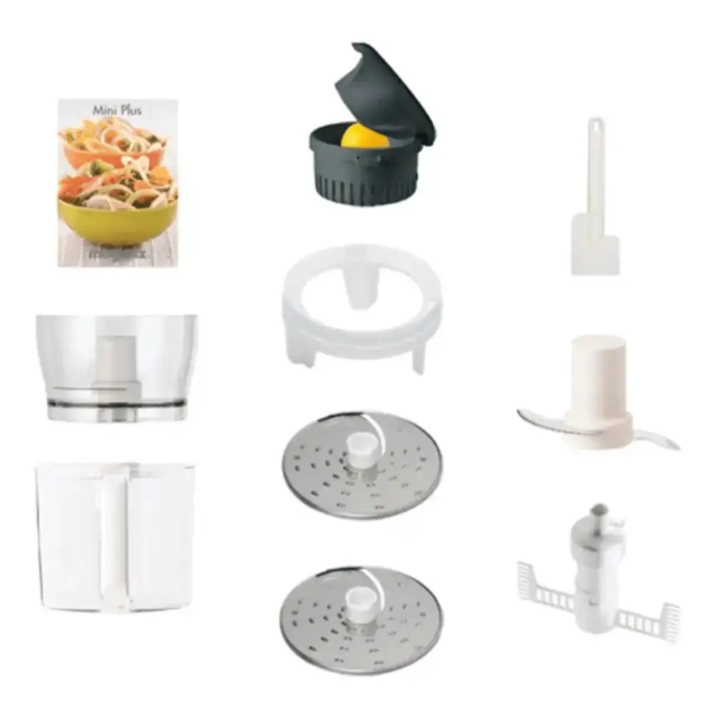 Collection of kitchen appliance parts on a white background