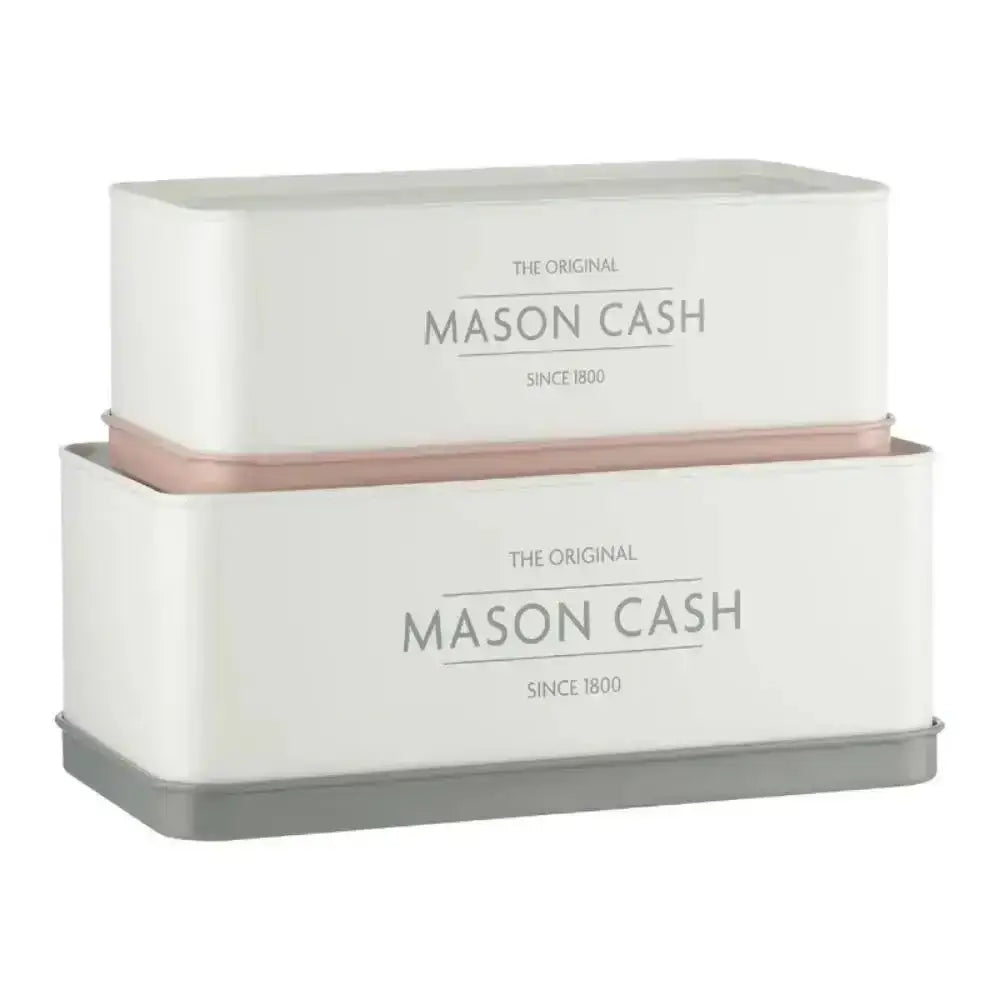 Mason Cash storage box with pink lid on a white background