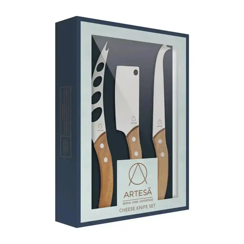 Artesa cheese knife set packaging with two knives visible