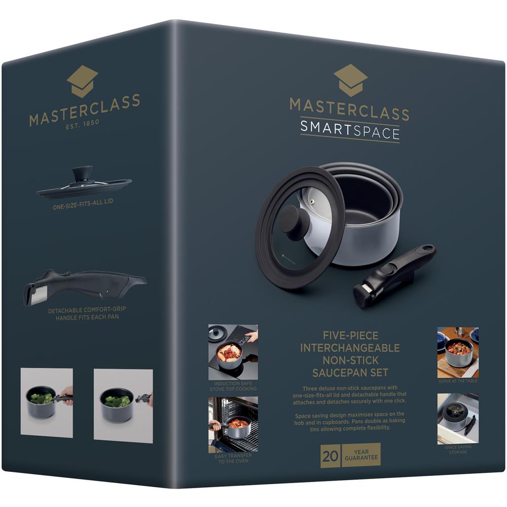 MasterClass Smart Space Non-Stick Saucepan Set 3pc