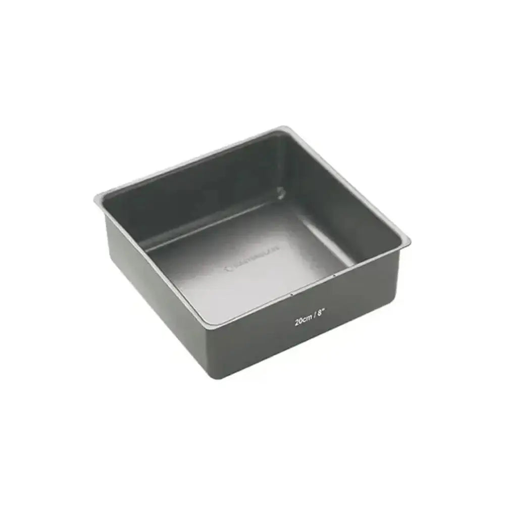 Gray rectangular baking pan on a white background