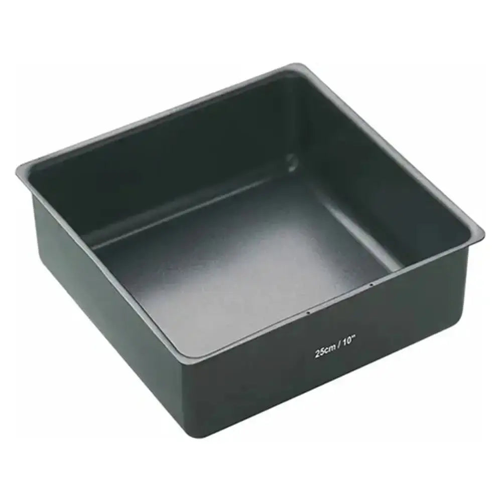 Black rectangular baking pan on a white background