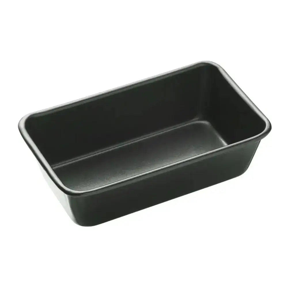 Black rectangular baking pan on a white background