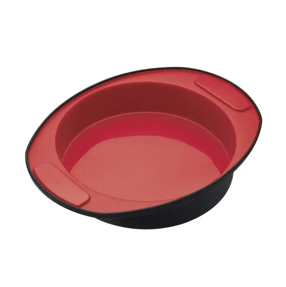 Red and black bowl on a white background