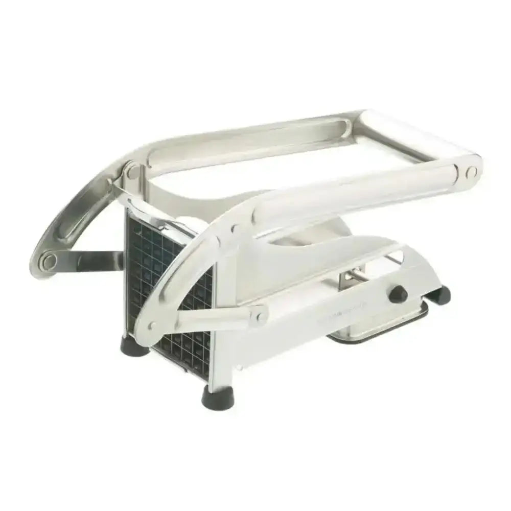 Metallic kitchen slicer on a white background