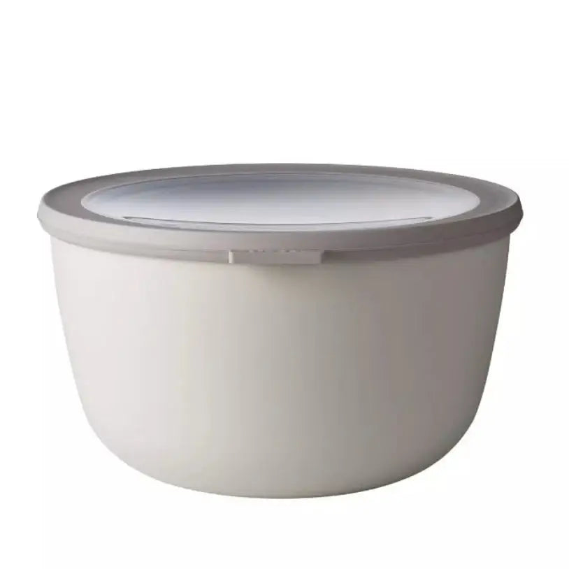 White bowl with a gray rim on a white background