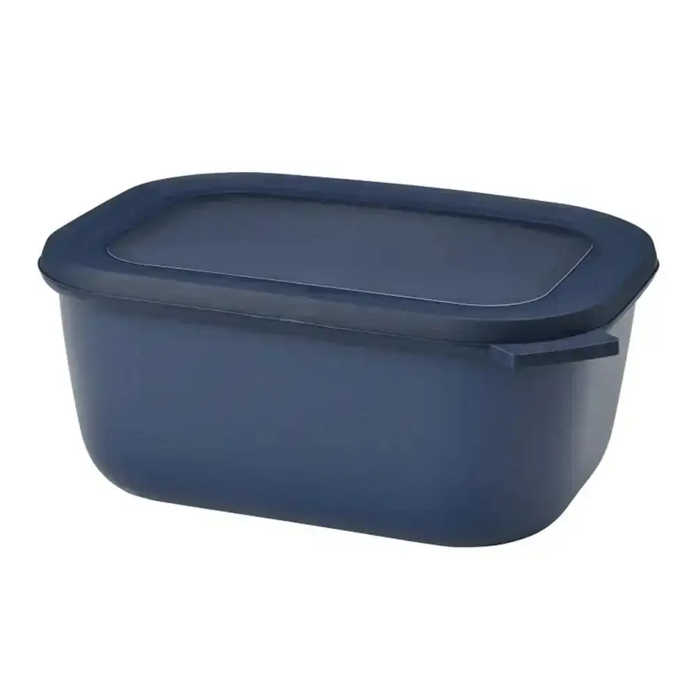 Deep rectangular blue food storage container with lid, kitchenware, 1.5L capacity