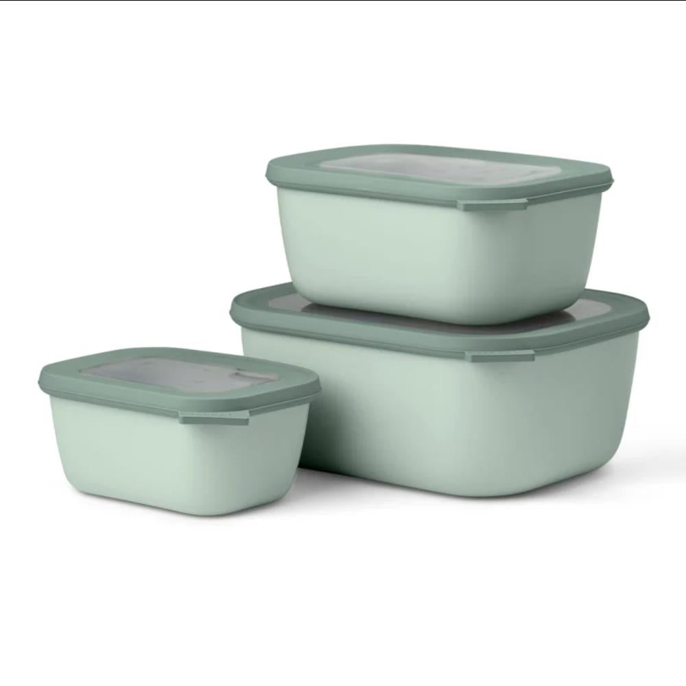 Mepal Cirqula Deep Rectangular Multi Bowl 3pc Nordic Sage
