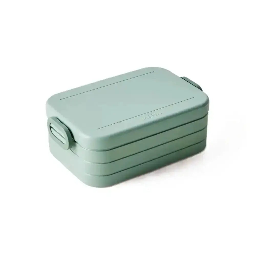 Green rectangular lunch box on a white background