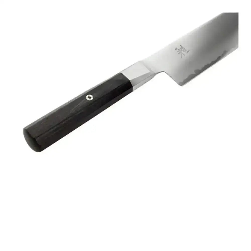 Knife with a black handle on a white background