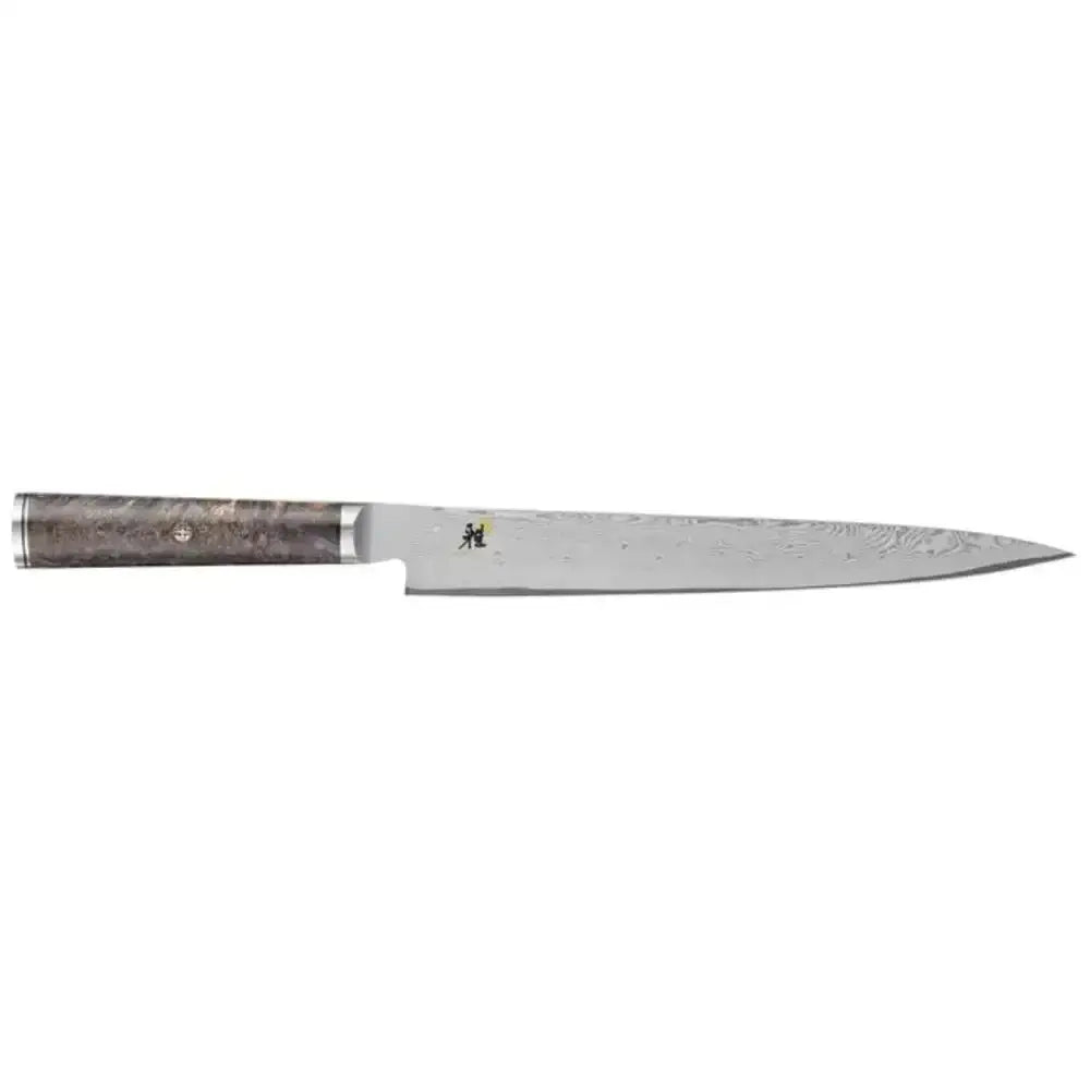 Chef's knife with a wooden handle on a white background