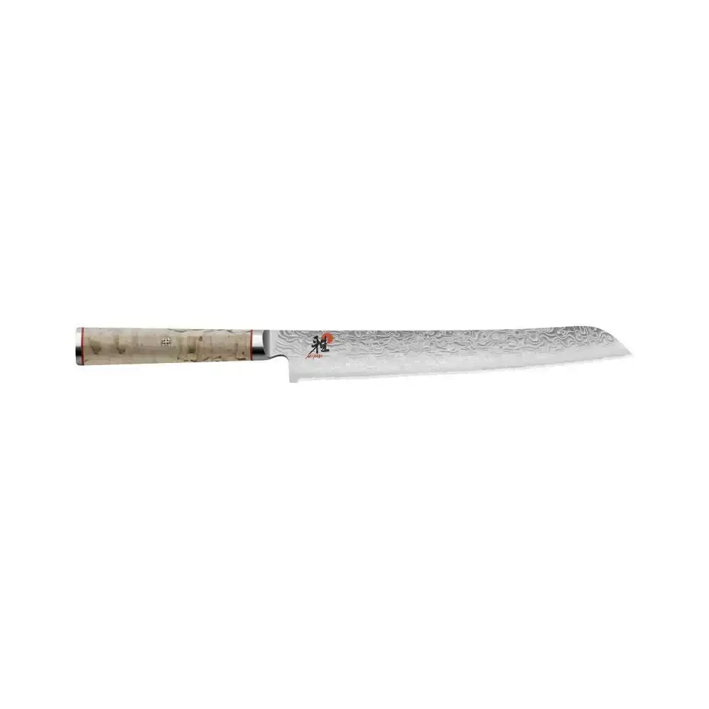 Japanese kitchen knife with a wooden handle on a white background