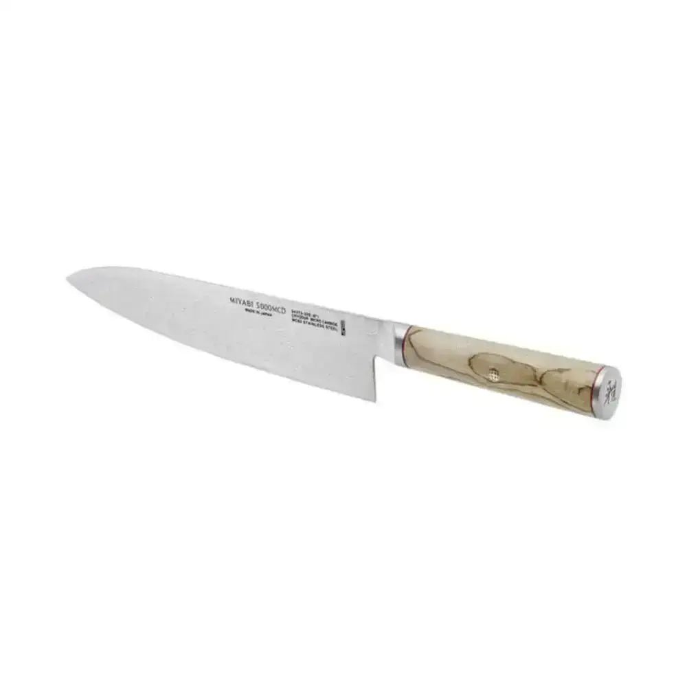 Knife with a wooden handle on a white background