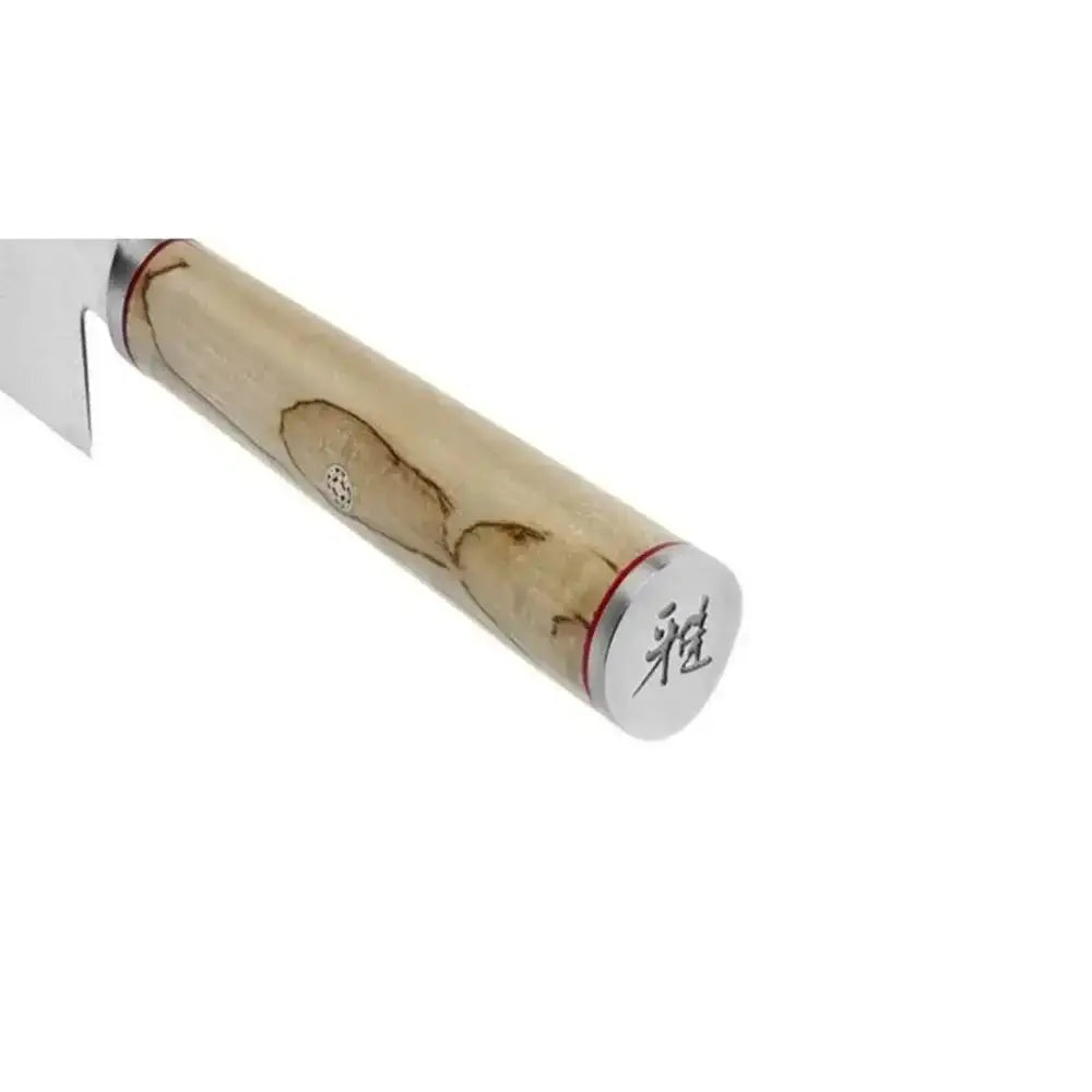 Knife with wooden handle and silver blade on a white background