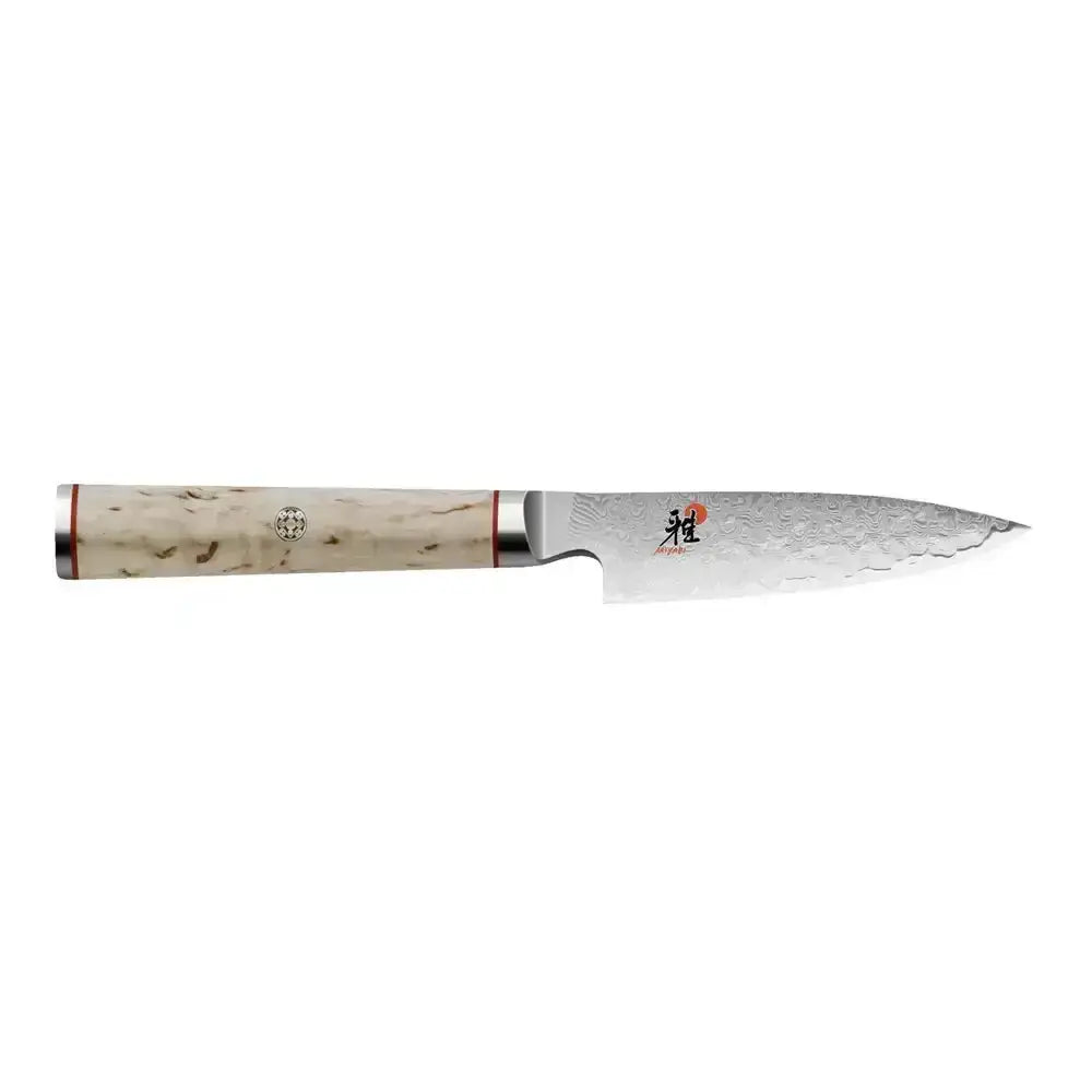 Chef's knife with a wooden handle on a white background