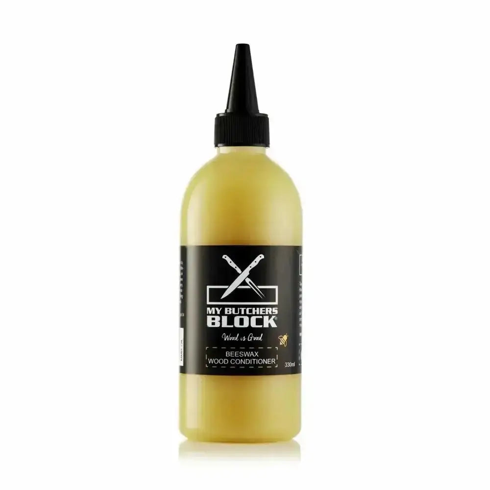 Bottle of My Butcher's Block wood conditioner on a white background
