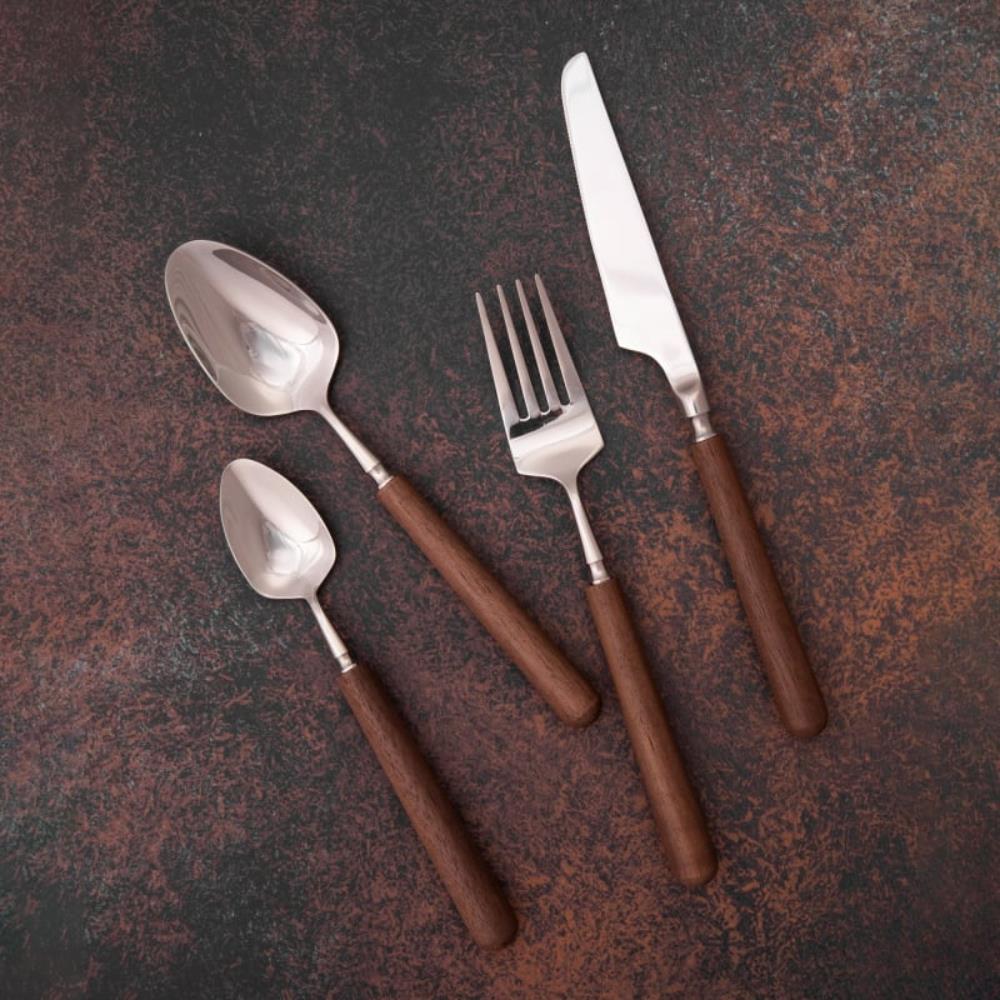Nicolson Russell Acacia Dark Wood Cutlery Set of 16