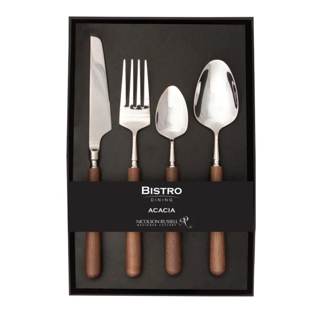 Nicolson Russell Acacia Dark Wood Cutlery Set of 16