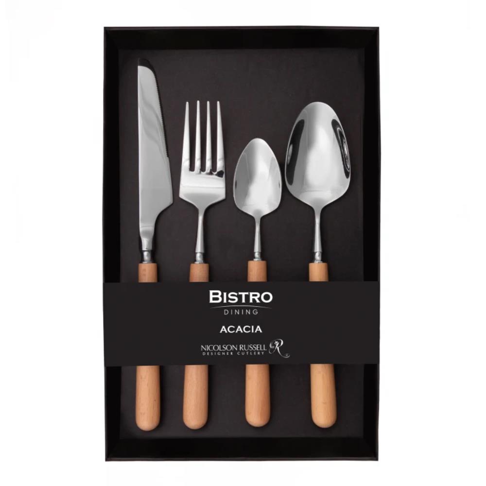 Nicolson Russell Acacia Light Wood Cutlery Set of 16