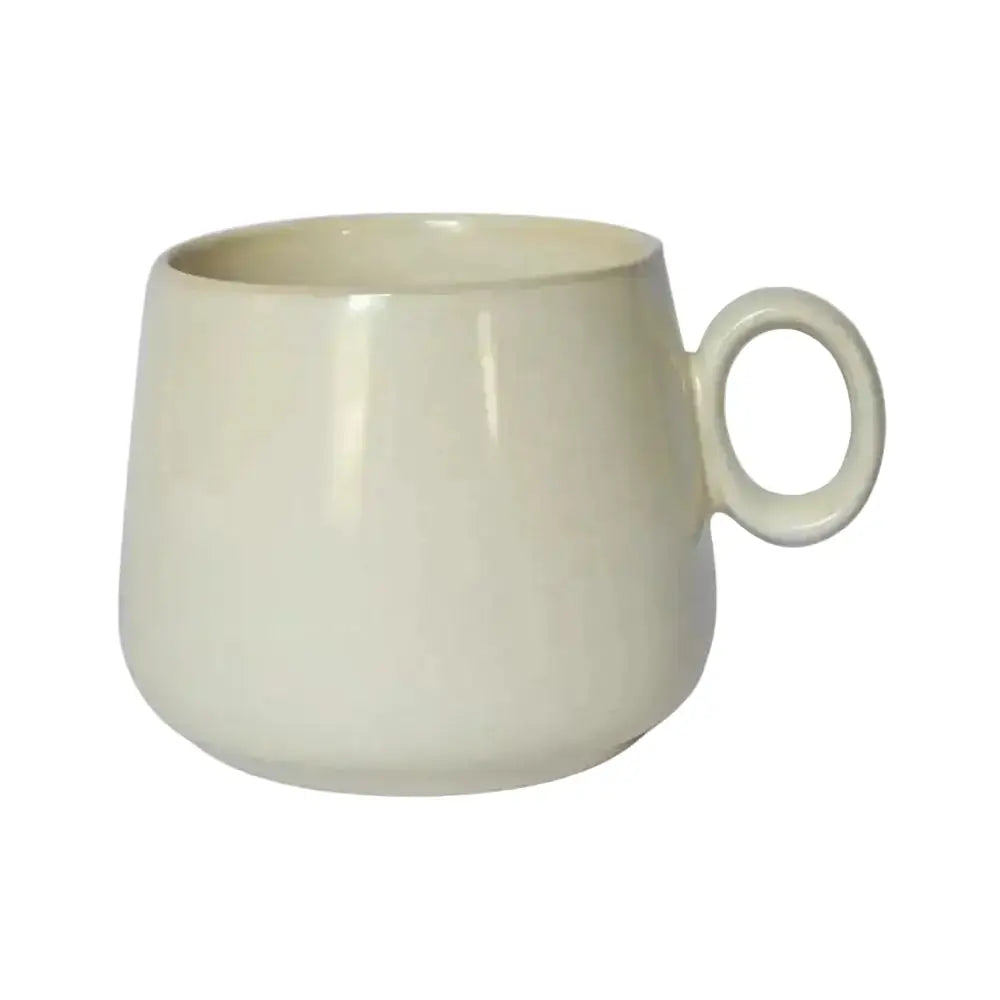 White ceramic mug on a white background