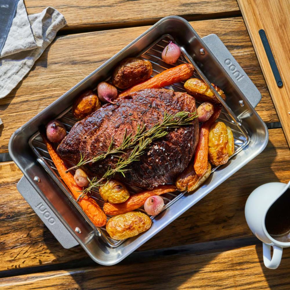 Ooni Stainless Steel Large Roasting Pan with Carving Board