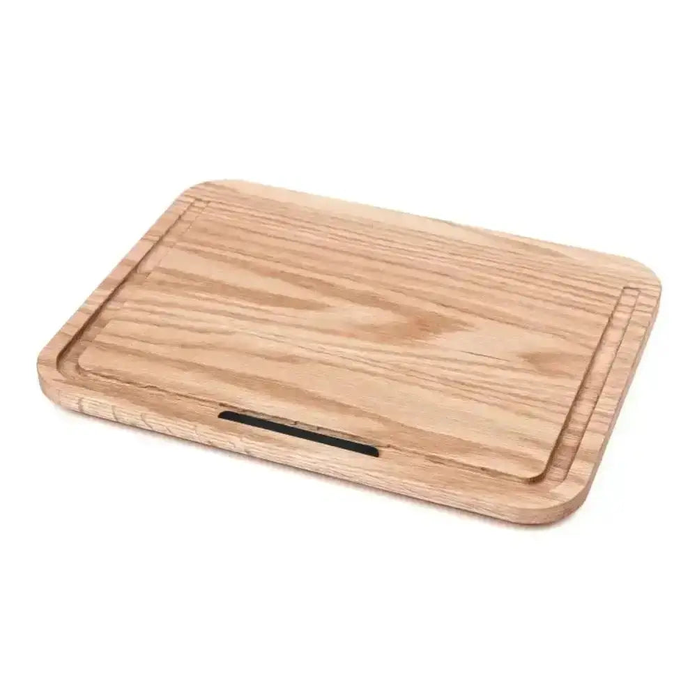 Wooden cutting board on a white background