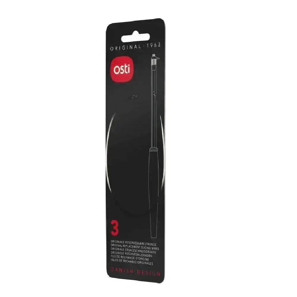 Pack of 3 replacement cheese slicing wires in black retail packaging, kitchen accessory