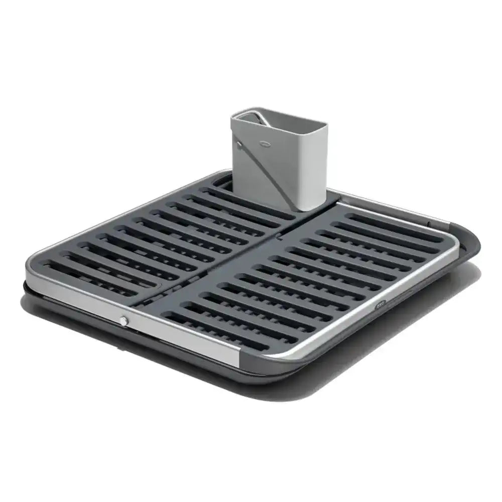 Gray dish rack on a white background