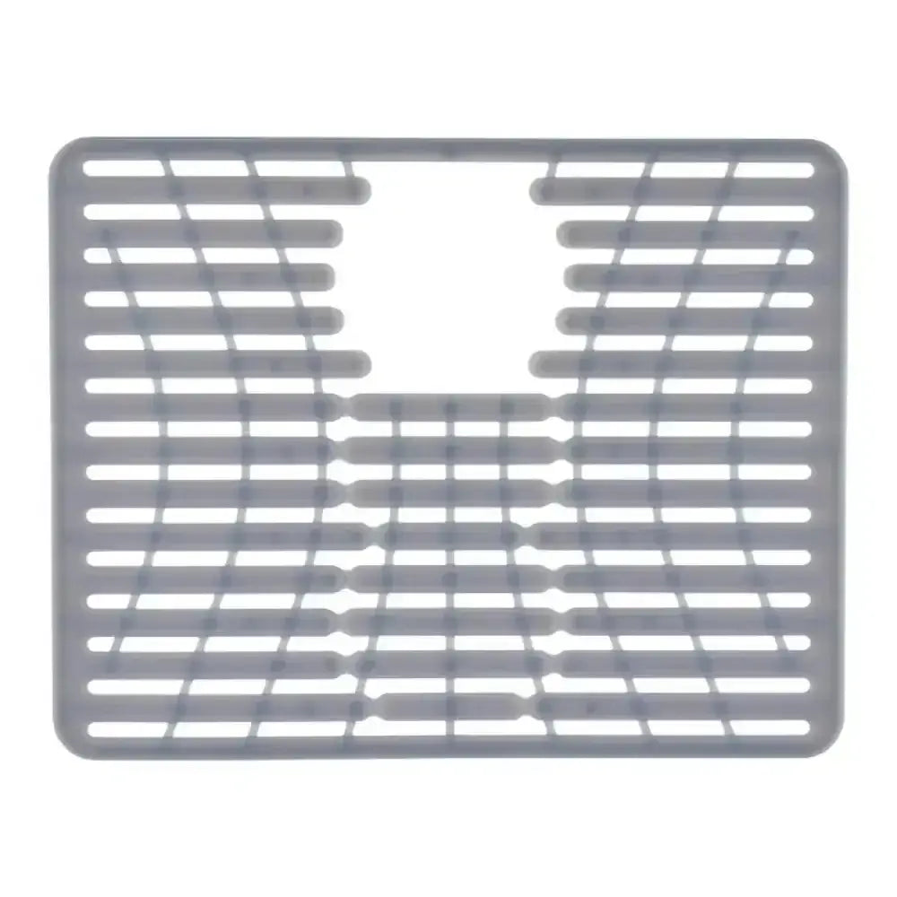 Gray plastic sink mat on a white background