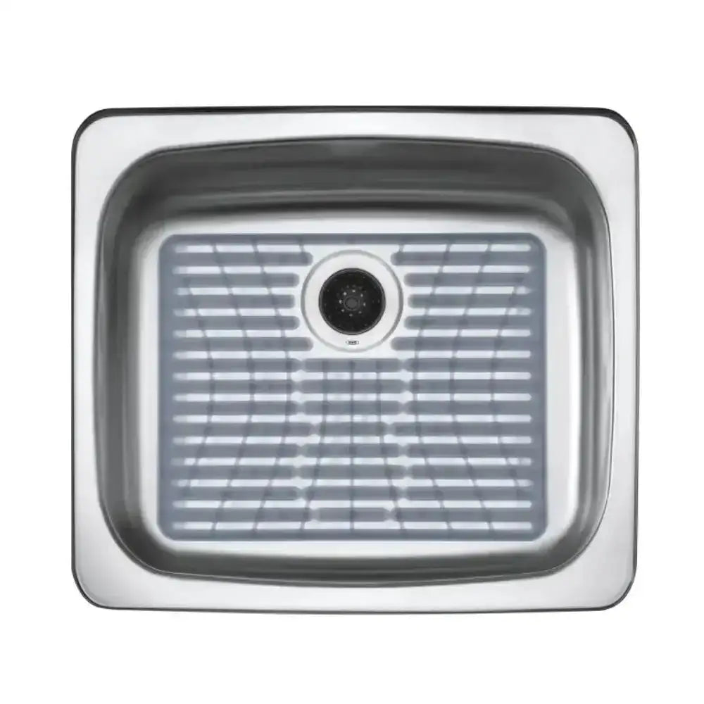 Stainless steel kitchen sink on a white background
