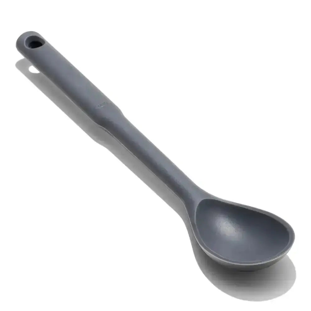 Gray ladle on a white background