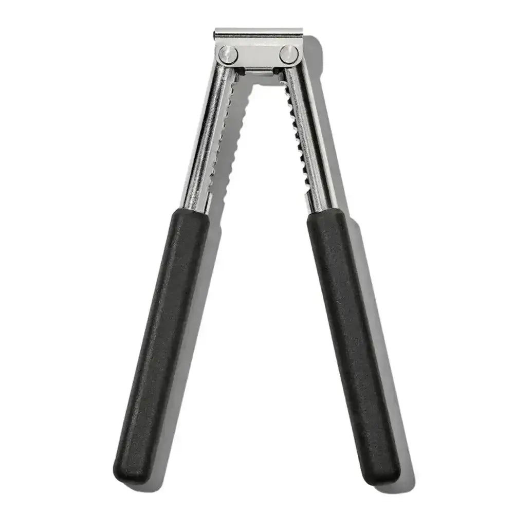 Nut cracker with black handles on a white background